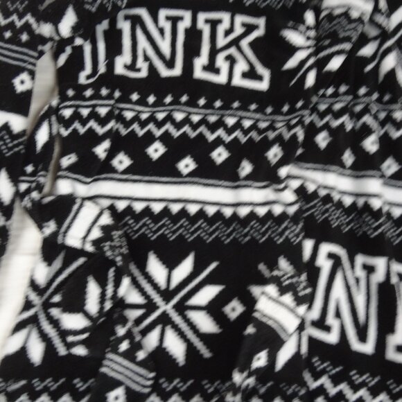 PINK BY VICTORIA'S SECRET SNOWFLAKE BLACK BATH ROBE WOMENS XS X-SMALL L238 - Picture 4 of 7
